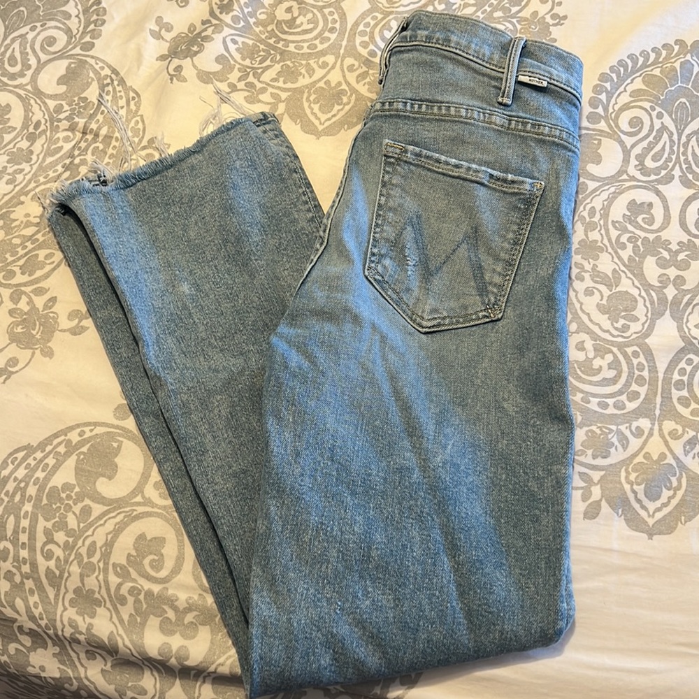 MOTHER designer denim the Hustler Ankle Chew Hem size 27